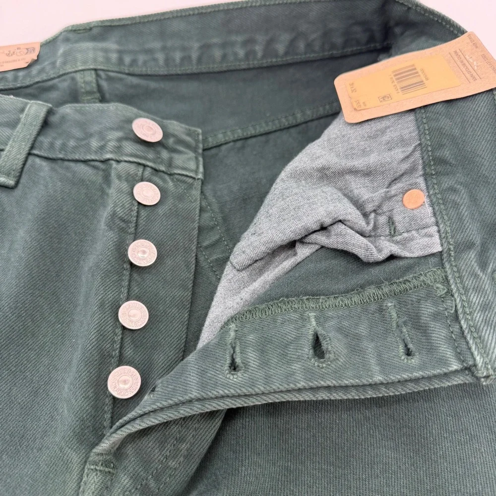Levi's Jeans Mens 33x32 Green 501 Original Fit Straight Leg Button Fly 005013548